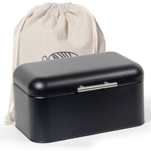 Lade das Bild in den Galerie-Viewer, Brotkasten aus Metall, Brot Lange Aufbewahren, Retro Brot Box, Brotaufbewahrungsbox mit Deckel(Schwarz-30cm)