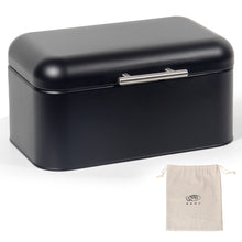 Lade das Bild in den Galerie-Viewer, Brotkasten aus Metall, Brot Lange Aufbewahren, Retro Brot Box, Brotaufbewahrungsbox mit Deckel(Schwarz-30cm)