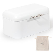 Lade das Bild in den Galerie-Viewer, Brotkasten aus Metall, Brot Lange Aufbewahren, Retro Brot Box, Brotaufbewahrungsbox mit Deckel(Weiß-30cm)