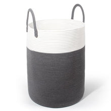 Lade das Bild in den Galerie-Viewer, Wäschekorb mit Henkel, Spielzeug Aufbewahrung, Aufbewahrungsbox Geflochten, Wäschesammler Groß, Aufbewahrungskorb Kinderzimmer (Dunkelgrau, D 38 x H 50 CM)
