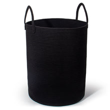 Lade das Bild in den Galerie-Viewer, Wäschekorb mit Henkel, Spielzeug Aufbewahrung, Aufbewahrungsbox Geflochten, Wäschesammler Groß, Aufbewahrungskorb Kinderzimmer(Schwarz, D 38 x H 50 CM))