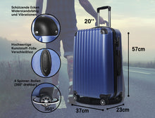 Lade das Bild in den Galerie-Viewer, Handgepäck Koffer Reisekoffer mit Rollen Trolley Handgepäck Trolley Rollkoffer Sicherheit Zahlenschloß Airline-kompatibel Handgepäck 4 Rollen(Dunkelblau)