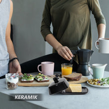 Lade das Bild in den Galerie-Viewer, Butterdose - Hochwertige Butterglocke aus Keramik - Butter Dish für alle gängigen Butter (250g) - Butterschale Porzellan (Schwarz)