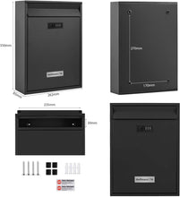 Lade das Bild in den Galerie-Viewer, Briefkasten mit Edelstahl Namensschild Wandbriefkasten Postkasten briefkästen mit Zahlenschloss ((8,5 x 26 x 35 cm))