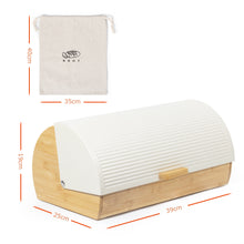 Lade das Bild in den Galerie-Viewer, Brotkasten Metall Holz, Brotbox Schwarz, Brot Aufbewahrungsbox groß, Brotkorb mit Deckel, Bread Box Küche, Brotbeutel (cream-39cm)