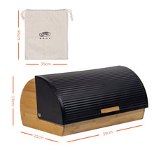 Lade das Bild in den Galerie-Viewer, Brotkasten Metall Holz, Brotbox Schwarz, Brot Aufbewahrungsbox groß, Brotkorb mit Deckel, Bread Box Küche, Brotbeutel (Schwarz-39cm)