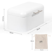 Lade das Bild in den Galerie-Viewer, Brotkasten aus Metall, Brot Lange Aufbewahren, Retro Brot Box, Brotaufbewahrungsbox mit Deckel(Weiß-30cm)