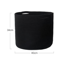 Lade das Bild in den Galerie-Viewer, D40*H34cm Wäschekorb aus Baumwolle mit Griffen(Schwarz)