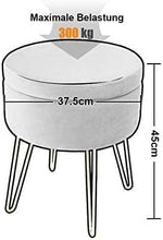Lade das Bild in den Galerie-Viewer, Runder Hocker Ottoman Gepolsterter Hocker Abnehmbarer Bezug Metallstütze (Helle Graublau)