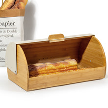 Lade das Bild in den Galerie-Viewer, Brotkasten Metall Holz, Brotbox Schwarz, Brot Aufbewahrungsbox groß, Brotkorb mit Deckel, Bread Box Küche, Brotbeutel (cream-39cm)