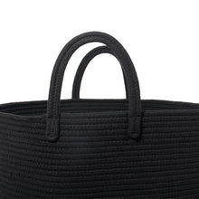 Lade das Bild in den Galerie-Viewer, Wäschekorb mit Henkel, Spielzeug Aufbewahrung, Aufbewahrungsbox Geflochten, Wäschesammler Groß, Aufbewahrungskorb Kinderzimmer(Schwarz, D 38 x H 50 CM))