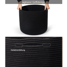 Lade das Bild in den Galerie-Viewer, D40*H34cm Wäschekorb aus Baumwolle mit Griffen(Schwarz)