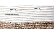 Lade das Bild in den Galerie-Viewer, Waschekorb aus Baumwolle mit Griffen, Aufbewahrungskorb Geflochten, Laundry Baskets, Korb Aufbewahrung für decken, spielzeug, kuscheltier,Kleidung (Braun-H40)