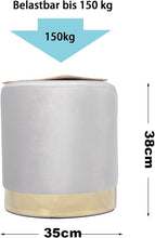 Lade das Bild in den Galerie-Viewer, Samthocker Runder,Zylindrischer Ottoman,Fußbank Hocker,Sitzhocker Runder,Maximale Belastung 150kg,35x35x38cm