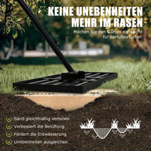 Lade das Bild in den Galerie-Viewer, Rasenrakel Nivellierrechen Rasen Rakel, Metallstiel Rasenwerkzeug, zum Rasensanden Nivellieren Einebnen von Rasenflächen, für Garten Hof Golfplatz Rasenpflege alle Rasenbereiche (158|42*25cm)