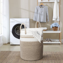 Lade das Bild in den Galerie-Viewer, Wäschekorb mit Henkel, Spielzeug Aufbewahrung, Aufbewahrungsbox Geflochten, Wäschesammler Groß, Aufbewahrungskorb Kinderzimmer(Braun2, D 38 x H 50 CM))