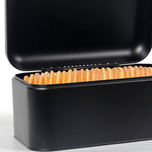Lade das Bild in den Galerie-Viewer, Brotkasten aus Metall, Brot Lange Aufbewahren, Retro Brot Box, Brotaufbewahrungsbox mit Deckel(Schwarz-30cm)