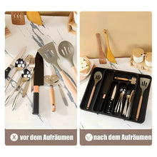Lade das Bild in den Galerie-Viewer, Besteckhalter für Schubladen,(28-47,5CM) Verstellbarer Besteckeinsatz, Schubladen organizer küche