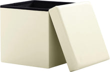 Lade das Bild in den Galerie-Viewer, Sitzhocker ,Stauraum Fußhocker, Aufbewahrungsbox faltbar belastbar bis 300 kg, 38 x 38 x 38 cm,Aus MDF-Platte und Kunstleder.
