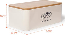 Lade das Bild in den Galerie-Viewer, Brotkasten mit Deckel, Großer Knäckebrot Box aus Metall, Brotaufbewahrungsbox , Brot,Kekse Lange Aufbewahren und Trocken Halten(42cm)