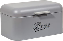 Lade das Bild in den Galerie-Viewer, Brotbox mit Deckel, Großer Knäckebrot Box aus Metall, Brot und Kekse Lange Aufbewahren und Trocken Halten, Retro Design 31cm*19cm*16cm (Grau)