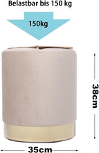Lade das Bild in den Galerie-Viewer, Samthocker Runder,Zylindrischer Ottoman,Fußbank Hocker,Sitzhocker Runder,Maximale Belastung 150kg,35x35x38cm
