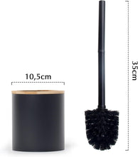 Lade das Bild in den Galerie-Viewer, Klobürste Holz, Toilettenbürste in Edelstahl, WC Bürsten & Halter, Badezimmer Set, Bürstengarnitur, Klobürstenhalter, Klobesen (Schwarz)