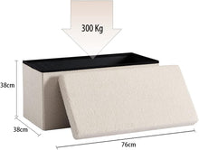 Lade das Bild in den Galerie-Viewer, Sitzwürfel mit Stauraum Samt Fußbank Truhen Aufbewahrungsbox faltbar belastbar bis 300 kg, Deckel abnehmbar,76 x 38 x 38 cm (Samt -Creme-76)