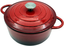 Lade das Bild in den Galerie-Viewer, Emaillierte Gusseisen Topf Brot Backen Ø 24 cm/22cm, Gusseisen-Bräter mit Deckel, Rund, Robuster gusseiserner Brottopf zum backen, blau, Für alle Herdarten und Induktion geeignet