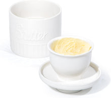 Lade das Bild in den Galerie-Viewer, Butterglocke, Butterdose Keramik, Französische Butterdose, Porzellan Butterglas für frische und streichfähige Butter (Weiß)