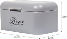 Lade das Bild in den Galerie-Viewer, Brotbox mit Deckel, Großer Knäckebrot Box aus Metall, Brot und Kekse Lange Aufbewahren und Trocken Halten, Retro Design 31cm*19cm*16cm (Grau)