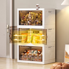 Lade das Bild in den Galerie-Viewer, 33L x 3, Faltbare Aufbewahrungsbox mit Deckel,Aufbewahrungsregal mit boxen,Stapelboxen,Kunststoffbox mit Türen49.5*31.5*84.5cm