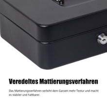 Lade das Bild in den Galerie-Viewer, Geldkassette mit münzzählbrett, 25 * 18 * 8.5 CM, Kasse Abschließbar, Cash Box Groß, Spardose, Geld organizer (Schwarz-25cm)