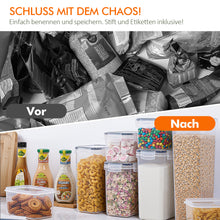 Lade das Bild in den Galerie-Viewer, Vorratsdosen Mit Deckel Luftdicht (4 Größen), 24er Set Organizer Box, BPA-frei Aufbewahrungsbox Küche, Frischhaltedosen für Mehl, Müsli, Cornflakes, Vorratsbehälter Mit Etikett (24)