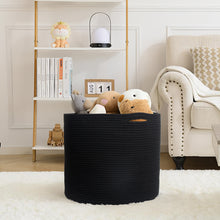Lade das Bild in den Galerie-Viewer, D40*H34cm Wäschekorb aus Baumwolle mit Griffen(Schwarz)