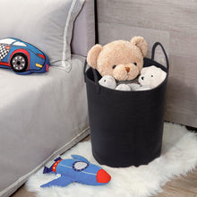 Lade das Bild in den Galerie-Viewer, Wäschekorb mit Henkel, Spielzeug Aufbewahrung, Aufbewahrungsbox Geflochten, Wäschesammler Groß, Aufbewahrungskorb Kinderzimmer(Schwarz, D 38 x H 50 CM))