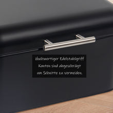 Lade das Bild in den Galerie-Viewer, Brotkasten aus Metall, Brot Lange Aufbewahren, Retro Brot Box, Brotaufbewahrungsbox mit Deckel(Schwarz-30cm)