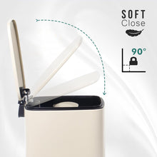Lade das Bild in den Galerie-Viewer, Kosmetikeimer 6L, Mülleimer bad, Badmülleimer mit Deckel, (Soft Close) Tretmülleimer aus Metall für Badezimmer, WC, Schlafzimmer (Beige, 24 x 19,5 x 25 cm)