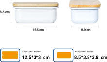 Lade das Bild in den Galerie-Viewer, Butterdose mit Holzdeckel, Butterglocke für 250 g Butter, Multi-Funktion Butter Dish, Bambusdeckel (Weiß + Bambus)