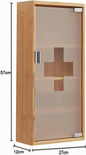 Lade das Bild in den Galerie-Viewer, Medikamentenschrank & Medizinschrank aus Bambus, hängeschrank, Hausapotheke, Erste Hilfe Schrank,Glastür mit Magnetverschluss,Arzneischrank 4 Fächer,12T x 27B x 57H cm