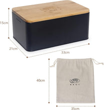 Lade das Bild in den Galerie-Viewer, Brotkasten mit Schneidebrett, Matte Brotbox mit Holzdeckel und Leinen Brotbeutel, Rundum Belüftung, Brotkorb für langanhaltende Frische Grau