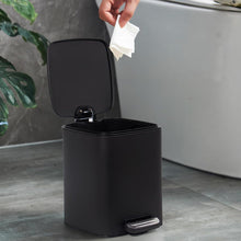 Lade das Bild in den Galerie-Viewer, Kosmetikeimer 6L, Mülleimer bad, Badmülleimer mit Deckel, (Soft Close) Tretmülleimer aus Metall für Badezimmer, WC, Schlafzimmer (24 x 19,5 x 25 cm)