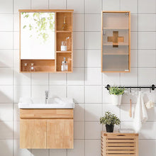 Lade das Bild in den Galerie-Viewer, Medikamentenschrank & Medizinschrank aus Bambus, hängeschrank, Hausapotheke, Erste Hilfe Schrank,Glastür mit Magnetverschluss,Arzneischrank 4 Fächer,12T x 27B x 57H cm