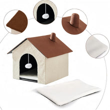 Lade das Bild in den Galerie-Viewer, Zedelmaier katzenhaus für draußen,katzenhöhle warm,katzenhöhle XXL,katzenhaus isoliert,katzenhütte mit Spielball,katzenmöbel (Beige und Braun, 45x48x40cm H)