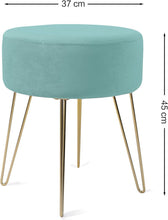 Lade das Bild in den Galerie-Viewer, Runder Sitzhocker Schminktisch Hocker Samt Ottoman Gepolsterter Hocker Metallstütze(37*45cm)