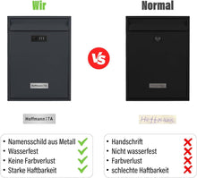 Lade das Bild in den Galerie-Viewer, Briefkasten mit Edelstahl Namensschild Wandbriefkasten Postkasten briefkästen mit Zahlenschloss ((8,5 x 26 x 35 cm))