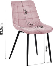 Lade das Bild in den Galerie-Viewer, Esszimmerstühle Stühle 2er Set Esstisch Stühle Küchenstühle Essstühle Esszimmer Stuhl Polsterstuhl mit Rückenlehne Metallbeine für Esszimmer Wohnzimmer Küche (Rosa-Smat, Breit)