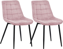 Lade das Bild in den Galerie-Viewer, Esszimmerstühle Stühle 2er Set Esstisch Stühle Küchenstühle Essstühle Esszimmer Stuhl Polsterstuhl mit Rückenlehne Metallbeine für Esszimmer Wohnzimmer Küche (Rosa-Smat, Breit)