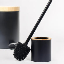 Lade das Bild in den Galerie-Viewer, Klobürste Holz, Toilettenbürste in Edelstahl, WC Bürsten & Halter, Badezimmer Set, Bürstengarnitur, Klobürstenhalter, Klobesen (Schwarz)