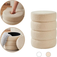 Lade das Bild in den Galerie-Viewer, Teddy Hocker mit Stauraum - Runder Sitzhocker(37*47H)